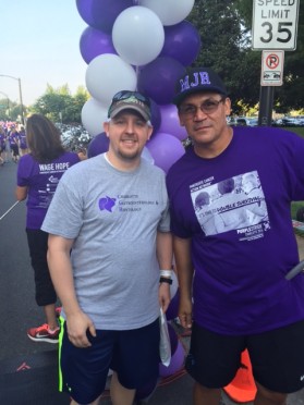 CGH Director of Operations, Todd Drye, PHR, with Carolina Panthers coach Ron Rivera at PurpleStride 2016 